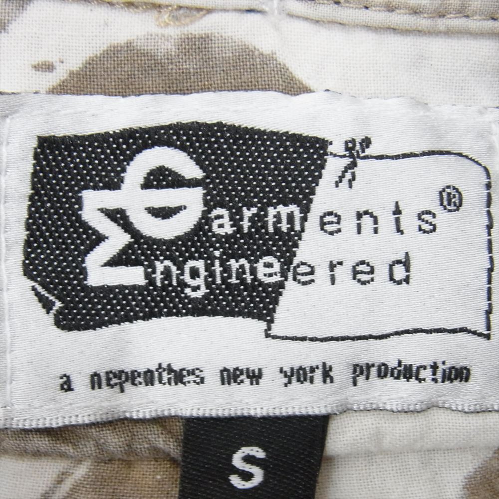 Engineered Garments エンジニアードガーメンツ ペイズリー 鳥 尻尾 総柄 半袖 ボタンダウン プルオーバー シャツ ブラウン系 S【中古】