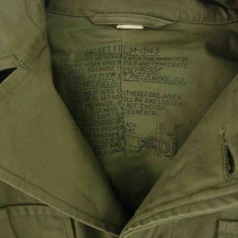 アメリカ軍 40s 1945年契約品 M1943 フィールド ミリタリー ジャケット カーキ系 36【中古】