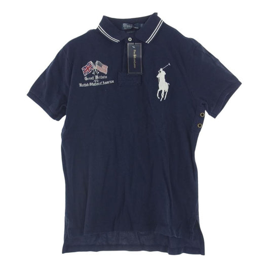 POLO RALPH LAUREN ポロ・ラルフローレン 刺繍 ポロ シャツ 半袖 ネイビー系 L【中古】