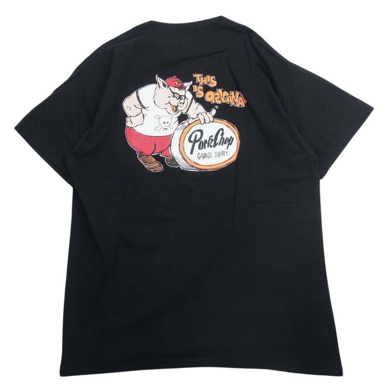 ポークチョップガレージサプライ THIS IS ORIGINAL ペイント プリント 半袖 Tシャツ ブラック系 L【中古】