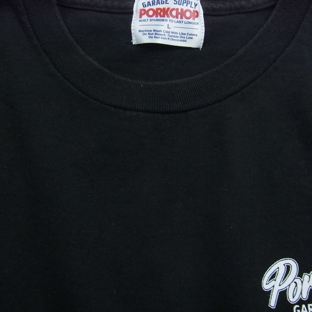 ポークチョップガレージサプライ THIS IS ORIGINAL ペイント プリント 半袖 Tシャツ ブラック系 L【中古】