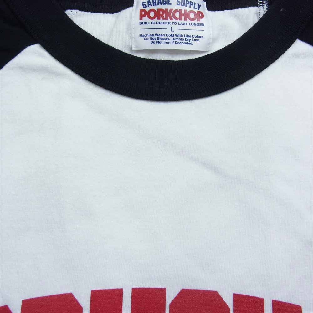 ポークチョップガレージサプライ COLLEGE RAGLAN L/S TEE 袖ロゴ ラグランスリーブ 長袖 Tシャツ ホワイト系 L【中古】