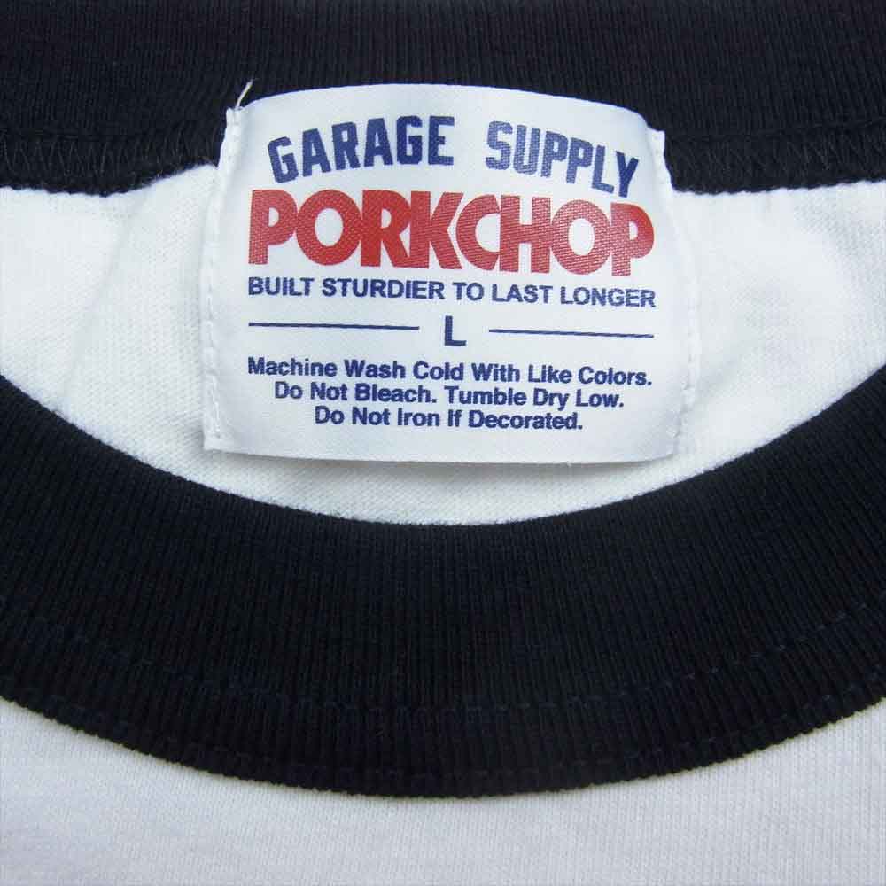 ポークチョップガレージサプライ COLLEGE RAGLAN L/S TEE 袖ロゴ ラグランスリーブ 長袖 Tシャツ ホワイト系 L【中古】