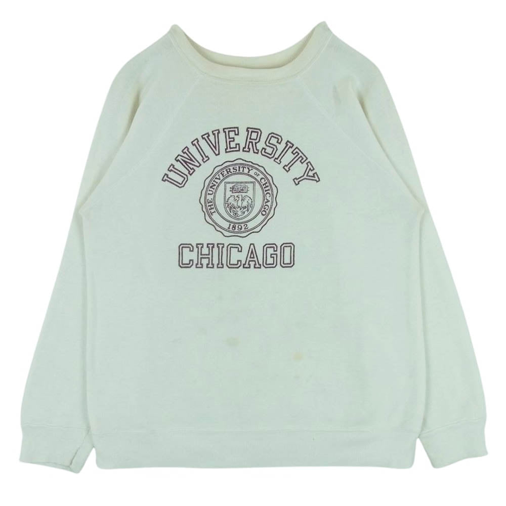 Champion チャンピオン USA製 80sトリコタグ UNIVERSITY CHICAGO カレッジ スウェット オフホワイト系 L【中古】