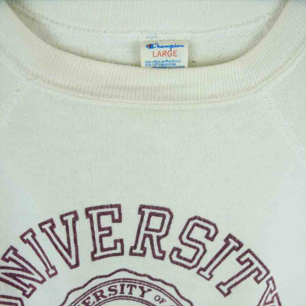 Champion チャンピオン USA製 80sトリコタグ UNIVERSITY CHICAGO カレッジ スウェット オフホワイト系 L【中古】