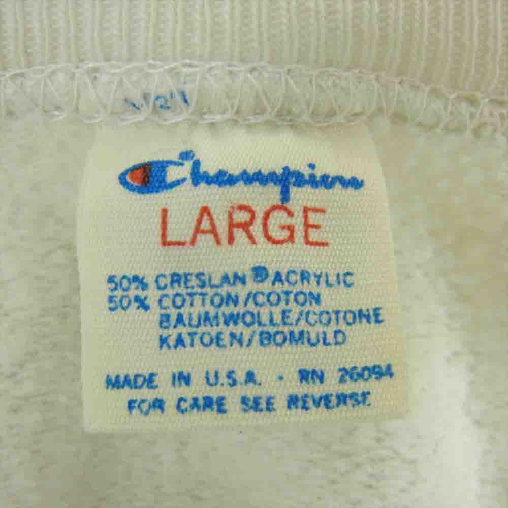Champion チャンピオン USA製 80sトリコタグ UNIVERSITY CHICAGO カレッジ スウェット オフホワイト系 L【中古】
