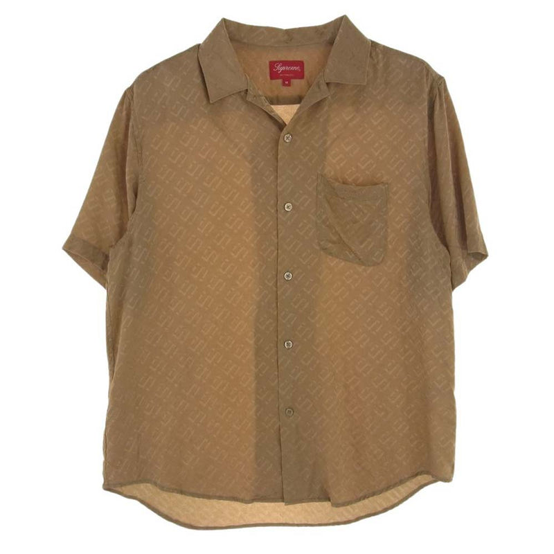 Supreme シュプリーム 22SS  Tonal Monogram Silk トーナル モノグラム シルク 半袖シャツ  ベージュ系 M【中古】