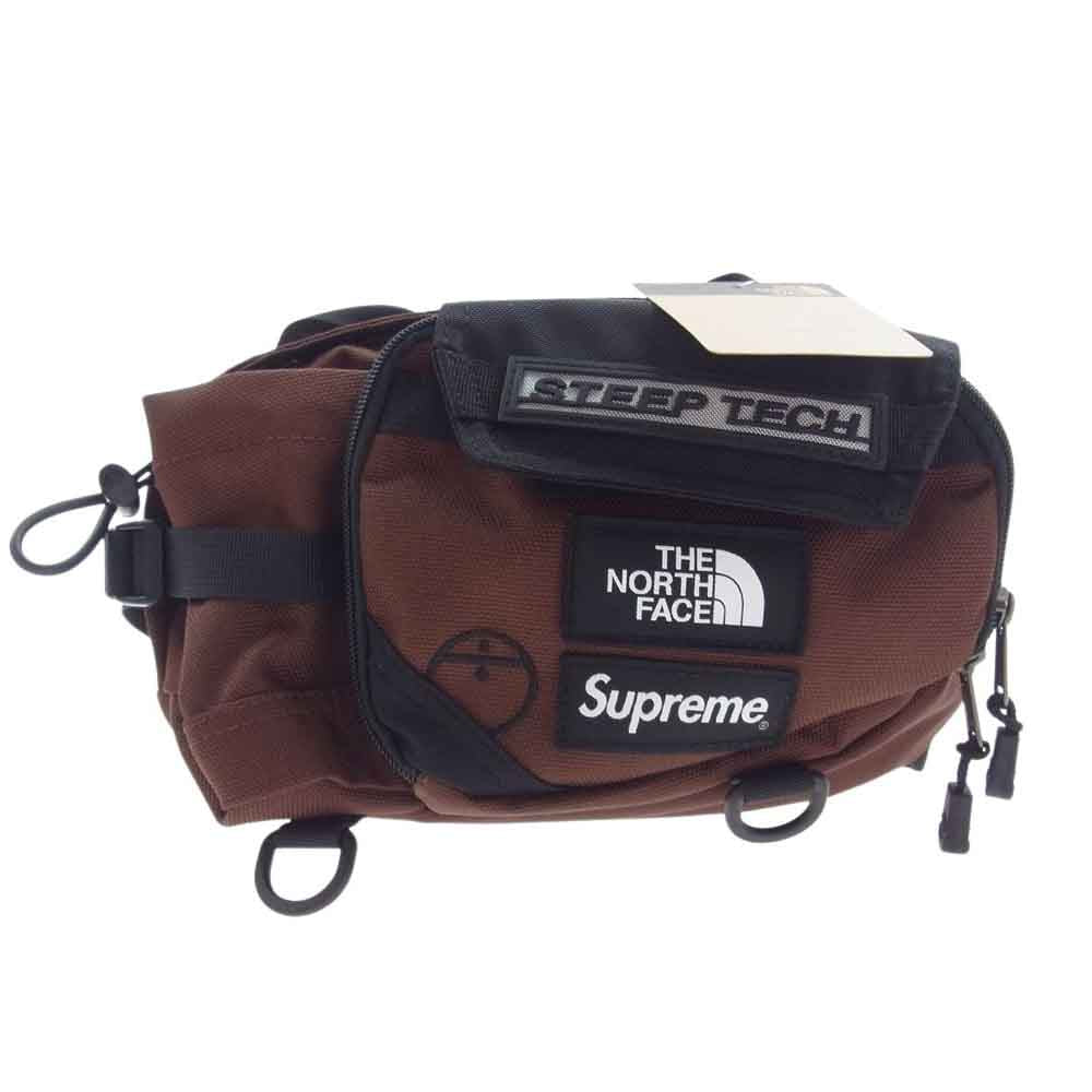 Supreme シュプリーム 22AW  × THE NORTH FACE STEEPTECH Waist Bag ノースフェイス スティープテック ボックスロゴ ウエストバック ボディバッグ ブラウン系 ブラック系 OS 4L【極上美品】【中古】