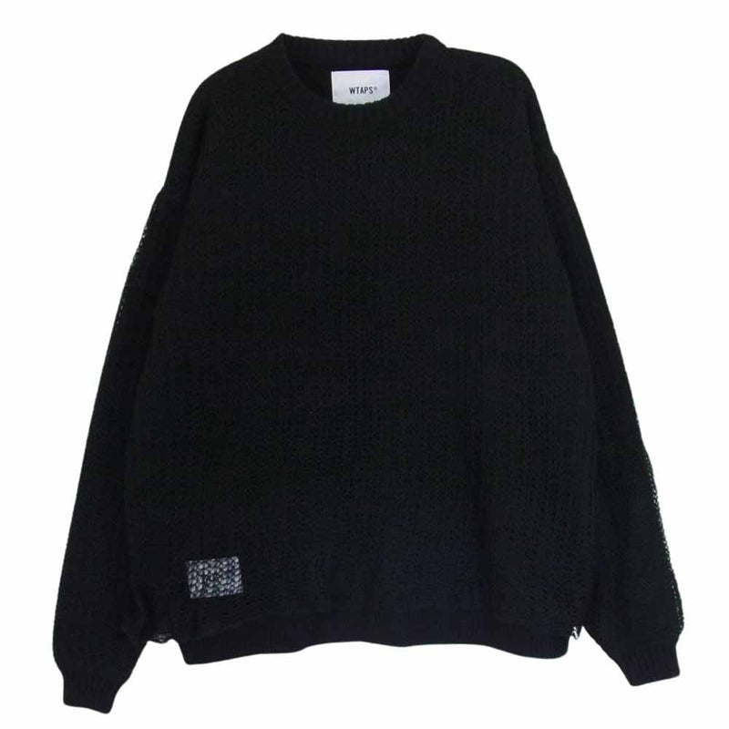 WTAPS ダブルタップス 23AW 232MADT-KNM02  OBSVR SWEATER クロスボーン レイヤード クルーネック ニット セーター ブラック系 X 02【極上美品】【中古】