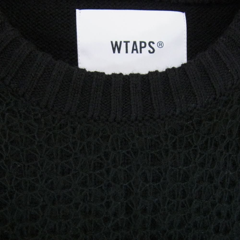 WTAPS ダブルタップス 23AW 232MADT-KNM02  OBSVR SWEATER クロスボーン レイヤード クルーネック ニット セーター ブラック系 X 02【極上美品】【中古】