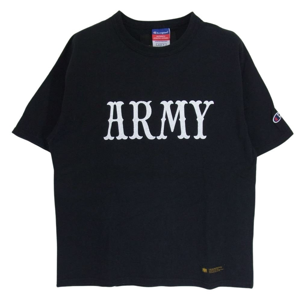 NEIGHBORHOOD ネイバーフッド × Champion チャンピオン ARMY アーミー マッドネス バックプリント 半袖 Tシャツ ブラック系 S【中古】