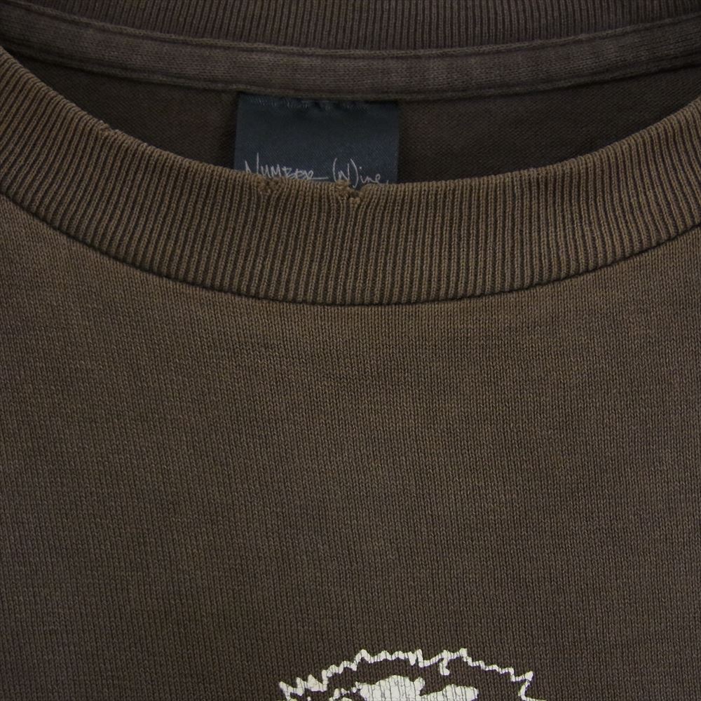 NUMBER(N)INE ナンバーナイン 04SS ドリーム期 アーカイブ 宮下本人期 スカル サングラス ダメージ加工  プリント 半袖 Tシャツ ブラウン系 2【中古】