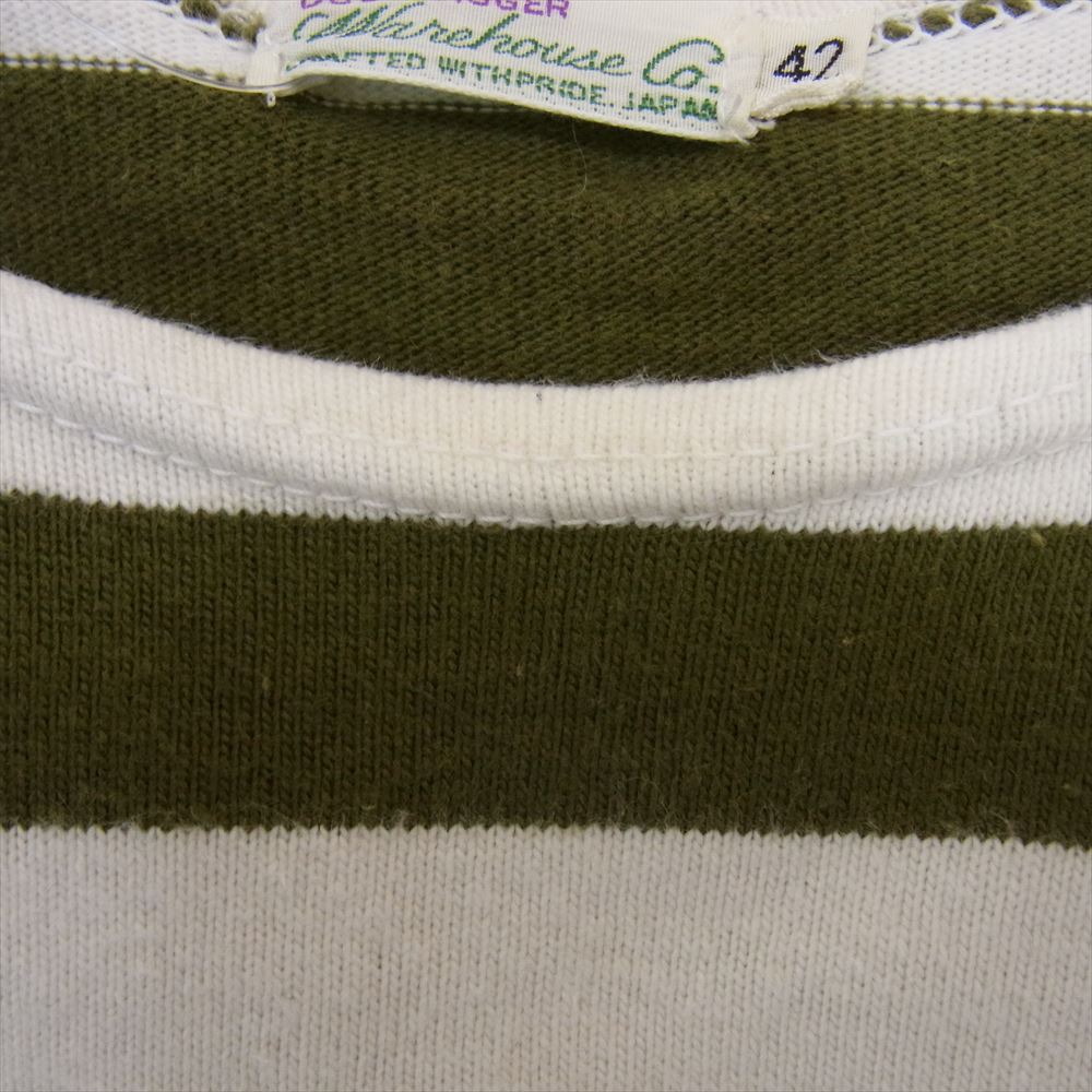 WAREHOUSE ウエアハウス ボーダーバスクシャツ 七分丈 Ｔシャツ グリーン系 42【中古】