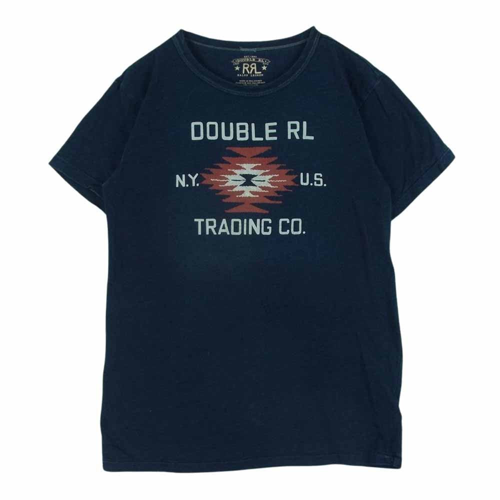 RALPH LAUREN ラルフローレン Logo Indigo Jersey T-Shirt コットンリネン インディゴ ネイティブ ロゴ プリント 半袖 Tシャツ インディゴブルー系 S【中古】