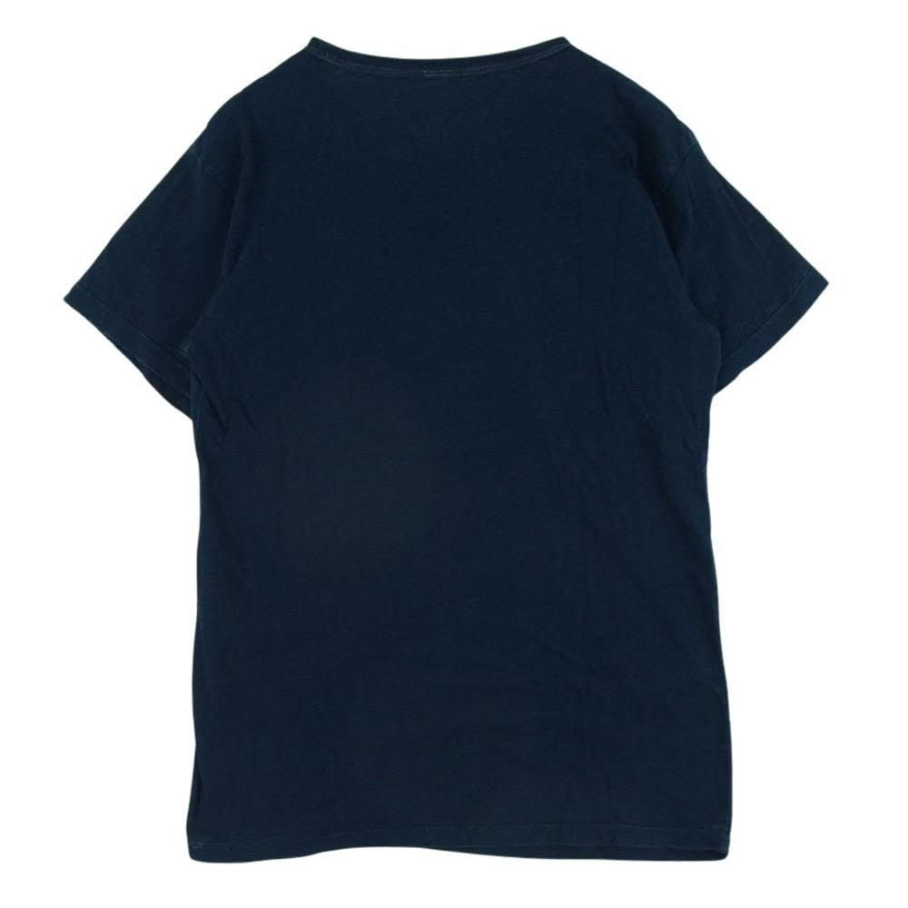 RALPH LAUREN ラルフローレン Logo Indigo Jersey T-Shirt コットンリネン インディゴ ネイティブ ロゴ プリント 半袖 Tシャツ インディゴブルー系 S【中古】