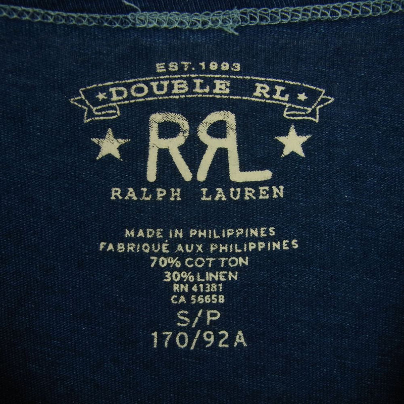 RALPH LAUREN ラルフローレン Logo Indigo Jersey T-Shirt コットンリネン インディゴ ネイティブ ロゴ プリント 半袖 Tシャツ インディゴブルー系 S【中古】