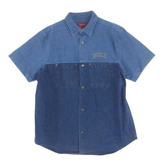 Supreme シュプリーム 19SS 2-Tone Denim S/S Shirt 2トーン デニム シャツ 半袖 インディゴブルー系 M【極上美品】【中古】
