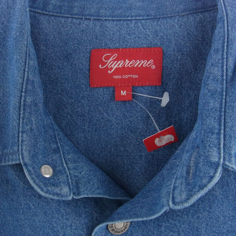 Supreme シュプリーム 19SS 2-Tone Denim S/S Shirt 2トーン デニム シャツ 半袖 インディゴブルー系 M【極上美品】【中古】