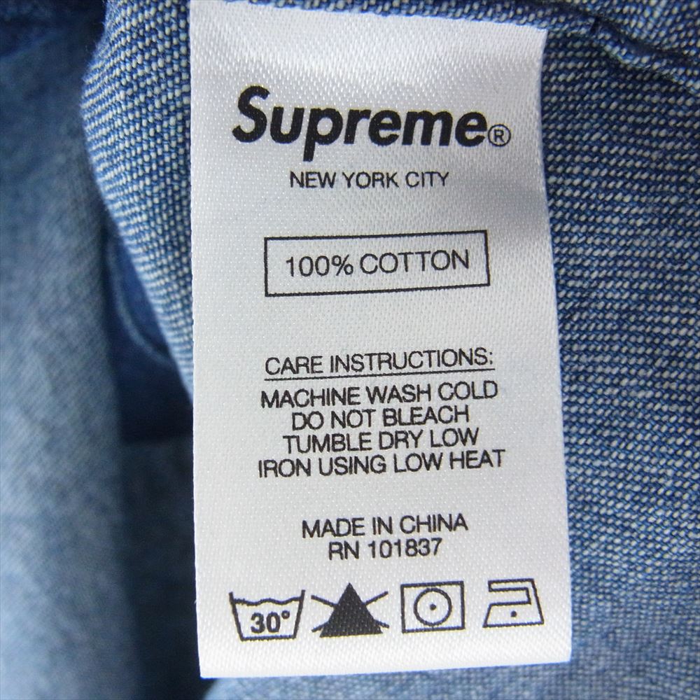 Supreme シュプリーム 19SS 2-Tone Denim S/S Shirt 2トーン デニム シャツ 半袖 インディゴブルー系 M【極上美品】【中古】