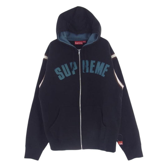 Supreme シュプリーム 18SS Jet Sleeve Zip Up Hooded Sweatshirt ジェットスリーブ ジップアップ フーデッド スウェットシャツ パーカー ブラック系 M【極上美品】【中古】