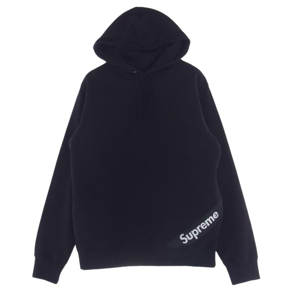 Supreme シュプリーム 18SS  Corner Label Hooded Sweatshirt コーナー ラベル ロゴ スウェットシャツ パーカー ブラック系 M【極上美品】【中古】