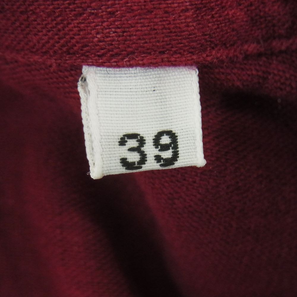 アミ 国内正規品 AMI PARIS アミパリス リネンコットン ボタンダウン 半袖 シャツ ワインレッド系 39【中古】