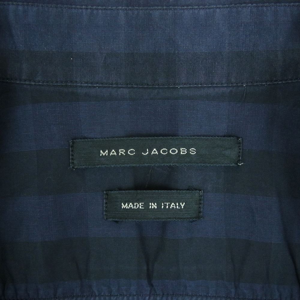 MARC JACOBS マークジェイコブス パイピング ブロックチェック 半袖 シャツ ダークネイビー系 ブラック系 46【中古】