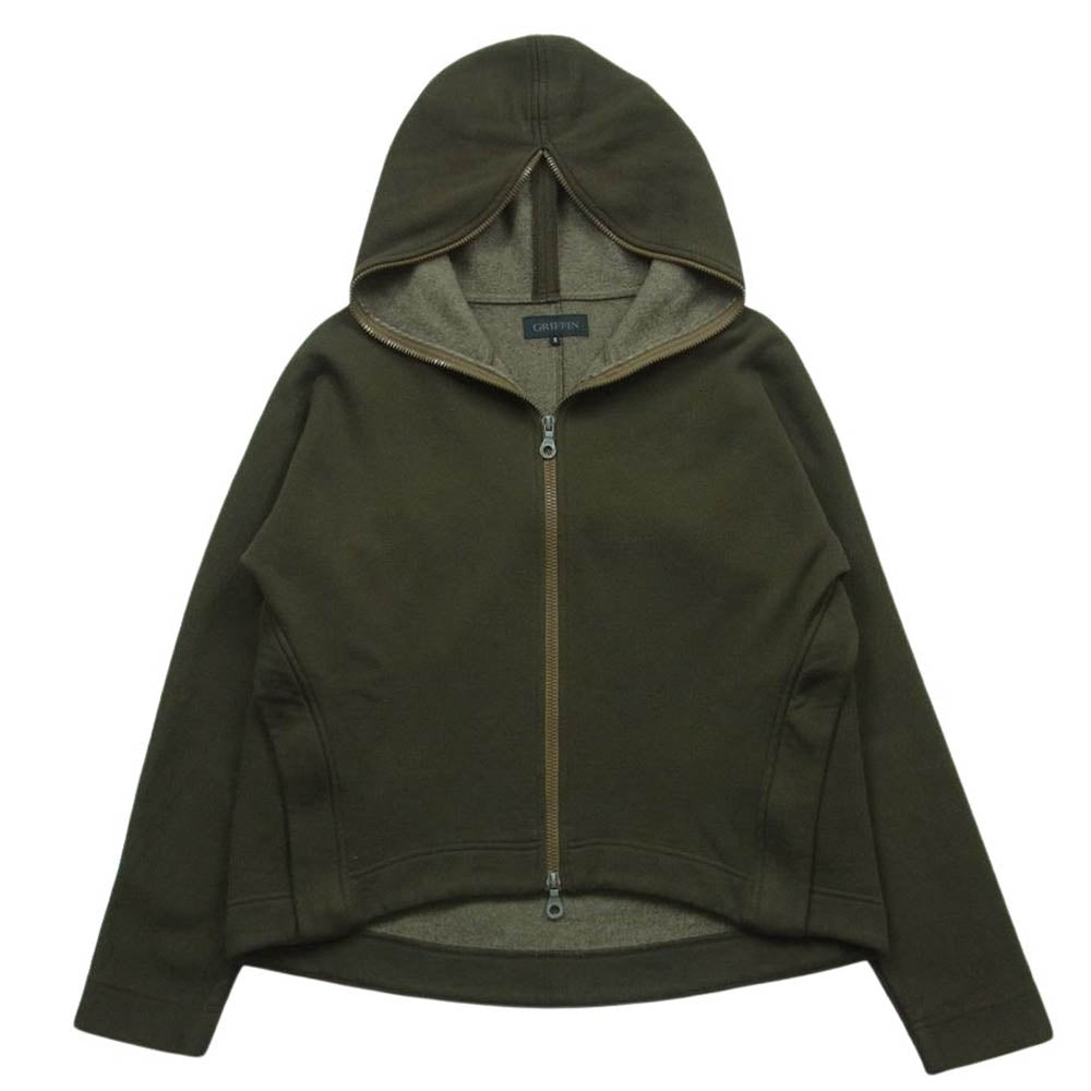 GRIFFIN グリフィン G-003 ririジップ コットン ウール パーカー ダークカーキ系 S【中古】