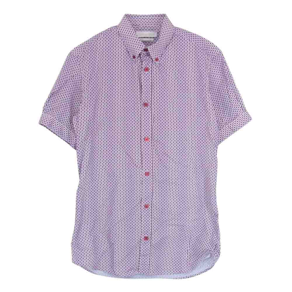 Alexander McQueen アレキサンダーマックイーン 387381 QFO07 All Over Skull Print Shirt スカルストライプ ボタンダウン 半袖 シャツ マルチカラー系 44【中古】