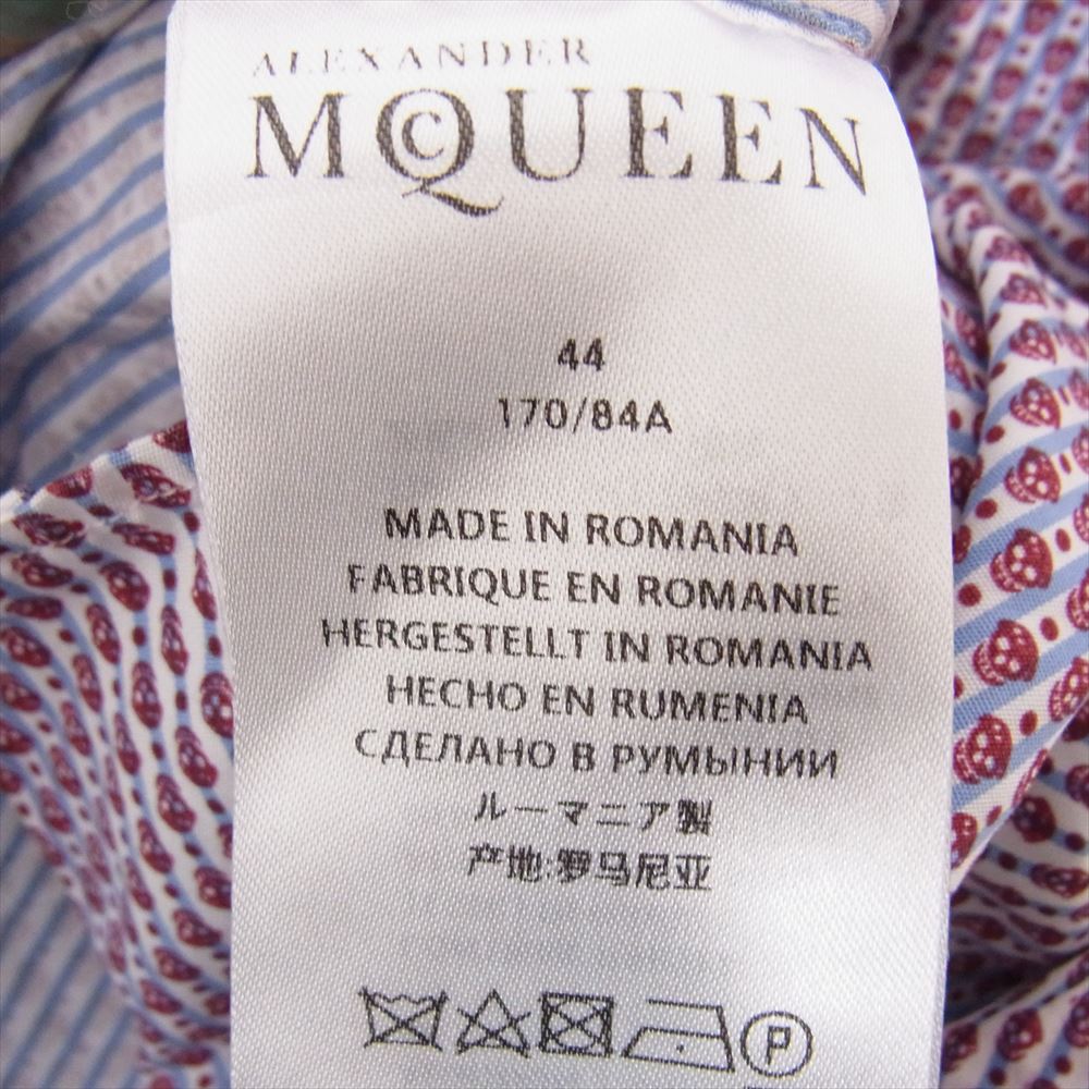 Alexander McQueen アレキサンダーマックイーン 387381 QFO07 All Over Skull Print Shirt スカルストライプ ボタンダウン 半袖 シャツ マルチカラー系 44【中古】