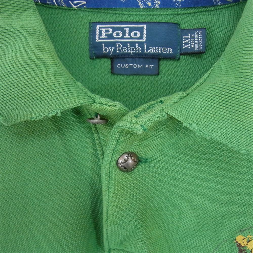 POLO RALPH LAUREN ポロ・ラルフローレン インディアン プリント ネイティブ柄 ポロシャツ グリーン系 XXL【中古】