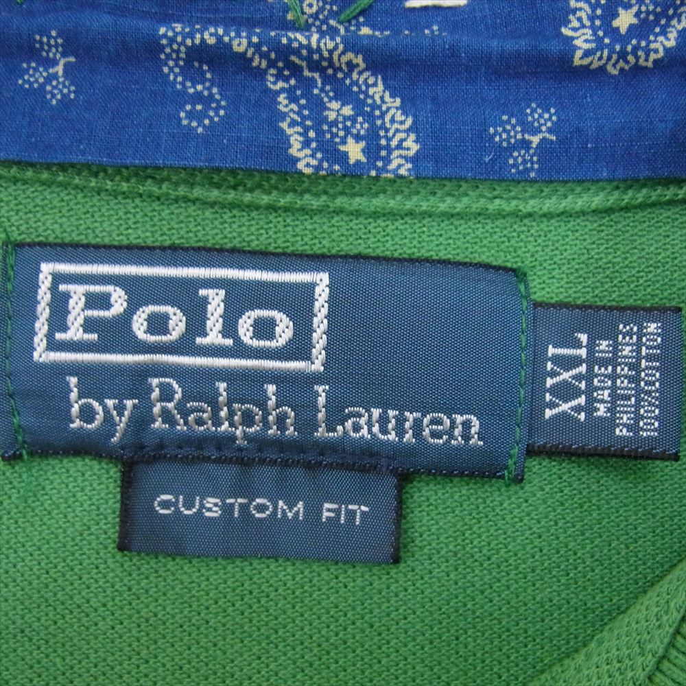 POLO RALPH LAUREN ポロ・ラルフローレン インディアン プリント ネイティブ柄 ポロシャツ グリーン系 XXL【中古】