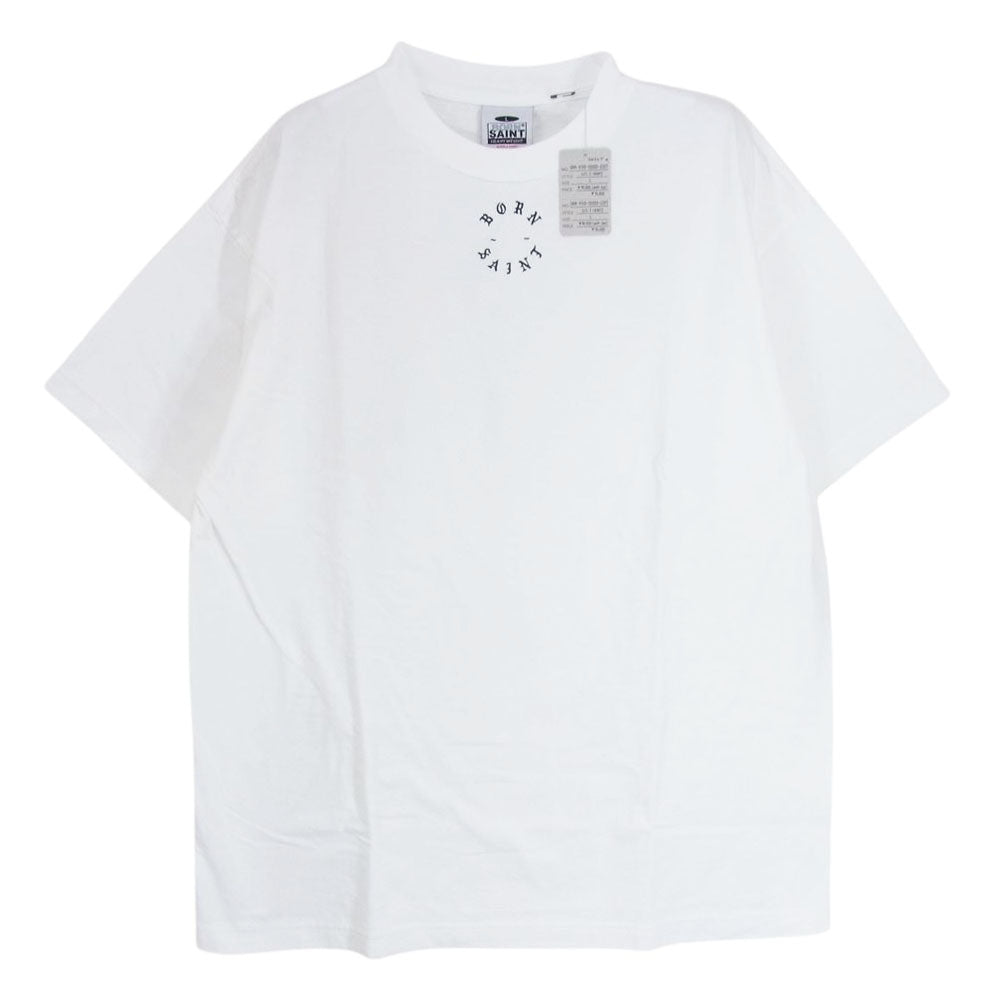 SAINT MICHAEL セントマイケル SM-YS8-0000-C07 BORNXRAISED BR_SS TEE ロゴ プリント 半袖 Tシャツ  ホワイト系 L【新古品】【未使用】【中古】