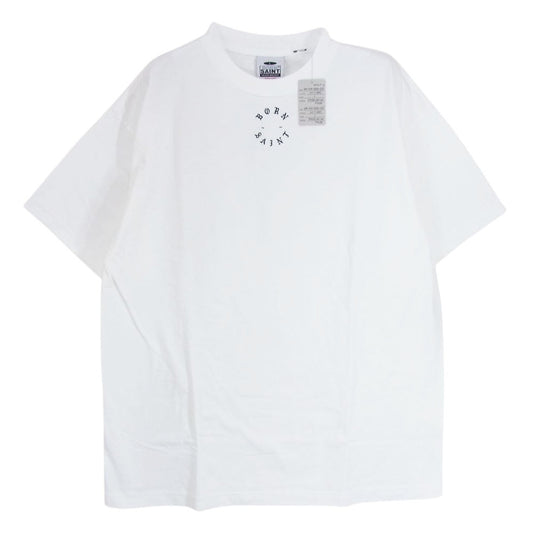 SAINT MICHAEL セントマイケル SM-YS8-0000-C07 BORNXRAISED BR_SS TEE ロゴ プリント 半袖 Tシャツ  ホワイト系 L【新古品】【未使用】【中古】