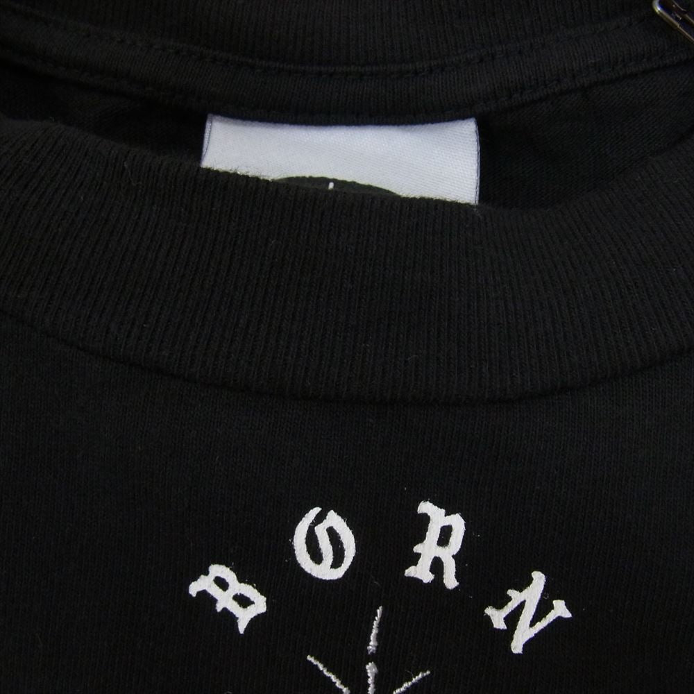SAINT MICHAEL セントマイケル SM-YS8-0000-C08 BR_LS TEE/BORN SAINT ロゴ プリント 長袖 Tシャツ ブラック系 L【新古品】【未使用】【中古】
