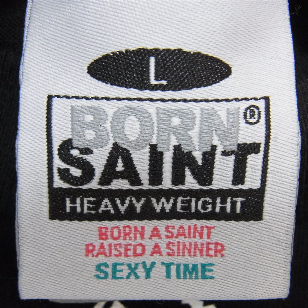 SAINT MICHAEL セントマイケル SM-YS8-0000-C08 BR_LS TEE/BORN SAINT ロゴ プリント 長袖 Tシャツ ブラック系 L【新古品】【未使用】【中古】