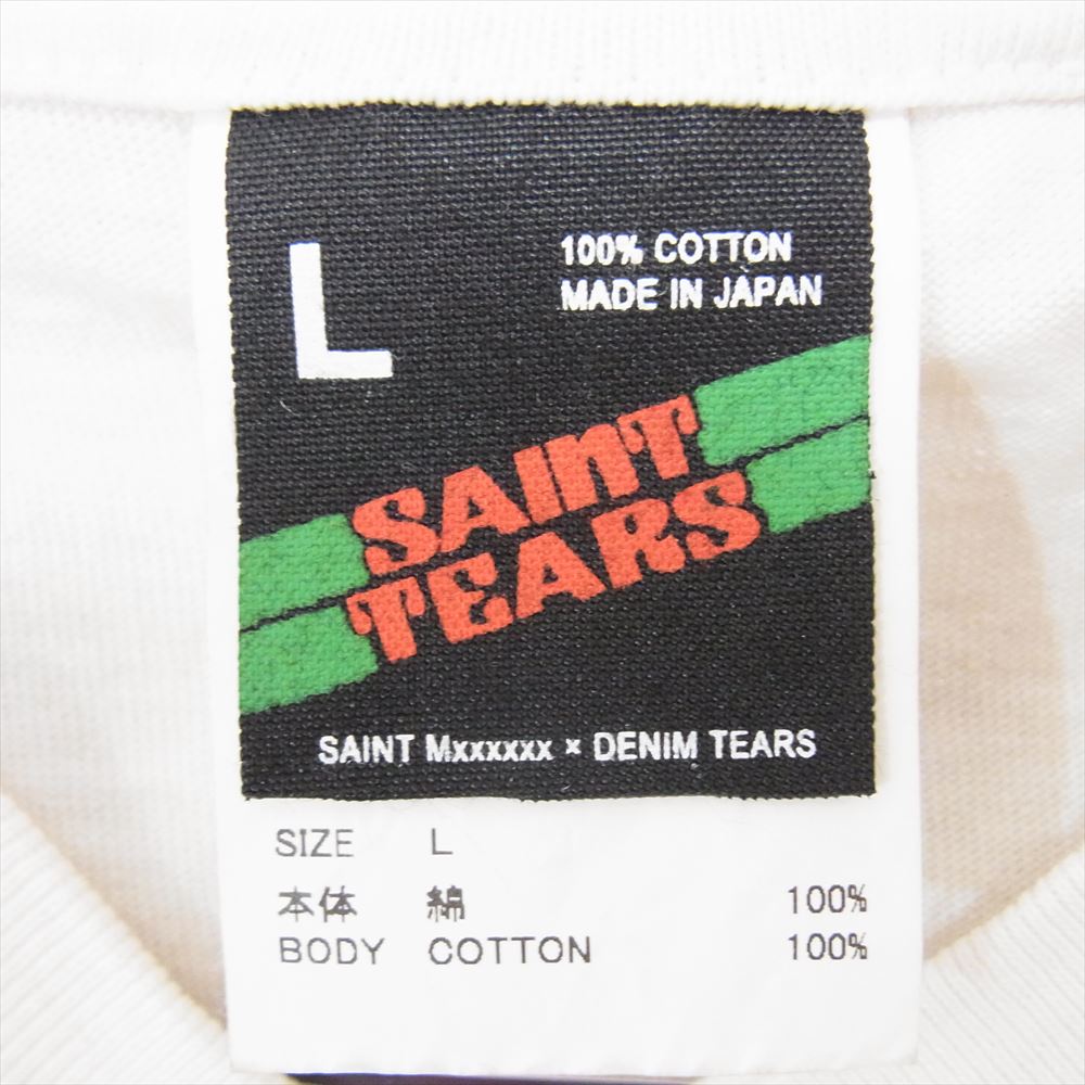 SAINT MICHAEL セントマイケル 24SS SM-YS8-0000-C01 × DENIM TEARS デニムティアーズ セントティアーズ グラフィック プリント 半袖 Tシャツ ホワイト系 L【新古品】【未使用】【中古】