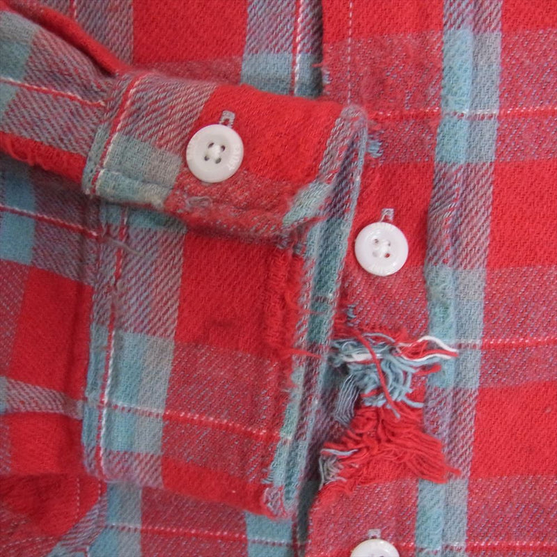 SAINT MICHAEL セントマイケル SM-YS8-0000-023 FRNL CHECK SHIRT カットオフ フランネル チェック 長袖 シャツ レッド系 M【新古品】【未使用】【中古】