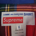 Supreme シュプリーム 15AW × COMME des GARCONS SHIRT Button-Down Shirt コムデギャルソン バックロゴプリント チェック 長袖 シャツ ブルー系 レッド系 M【中古】
