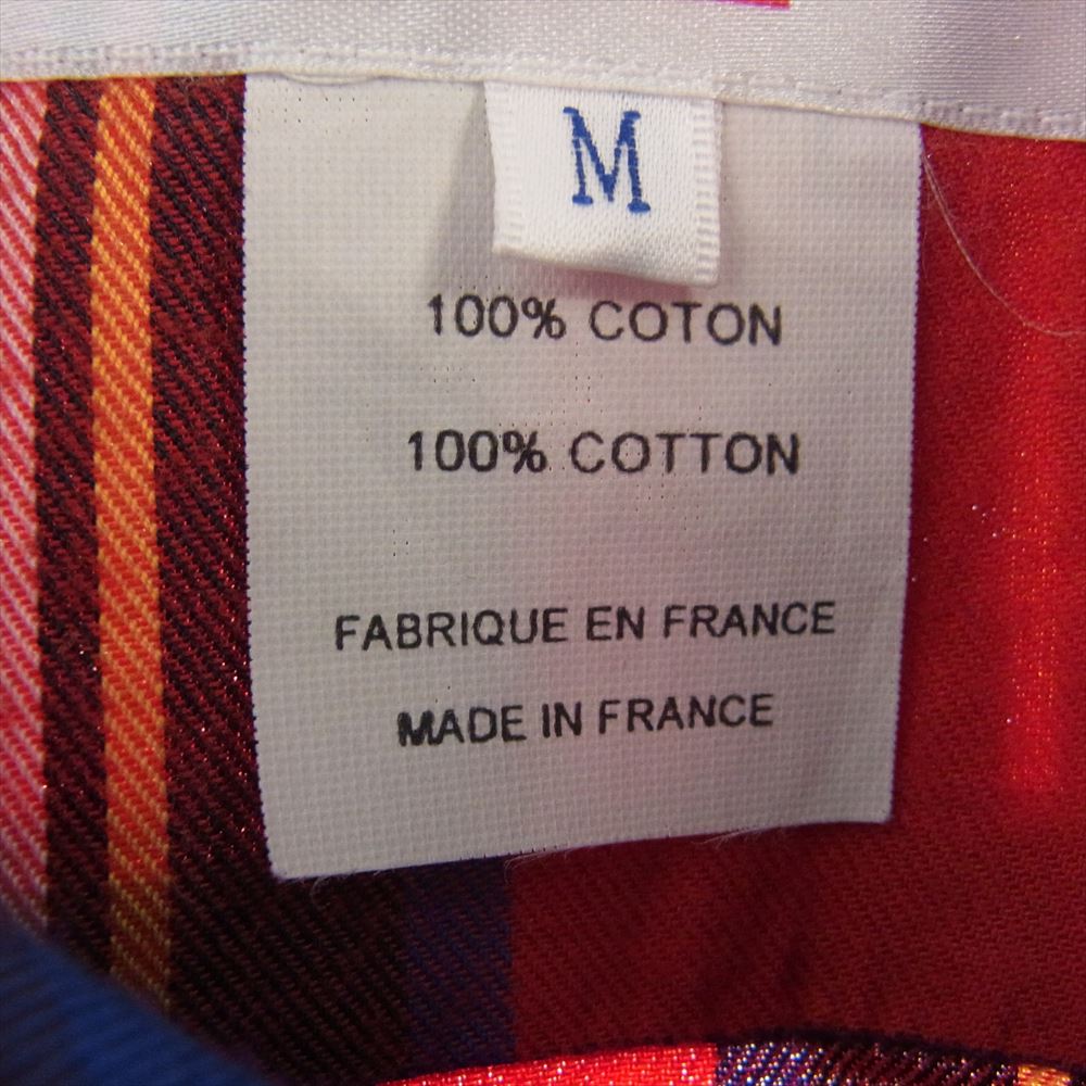 Supreme シュプリーム 15AW × COMME des GARCONS SHIRT Button-Down Shirt コムデギャルソン バックロゴプリント チェック 長袖 シャツ ブルー系 レッド系 M【中古】