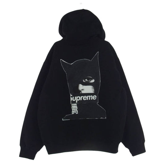 Supreme シュプリーム 23AW CATWOMAN HOODED SWEATSHIRT キャットウーマン ロゴプリント フーデッド スウェットシャツ パーカー フーディー ブラック系 L【新古品】【未使用】【中古】