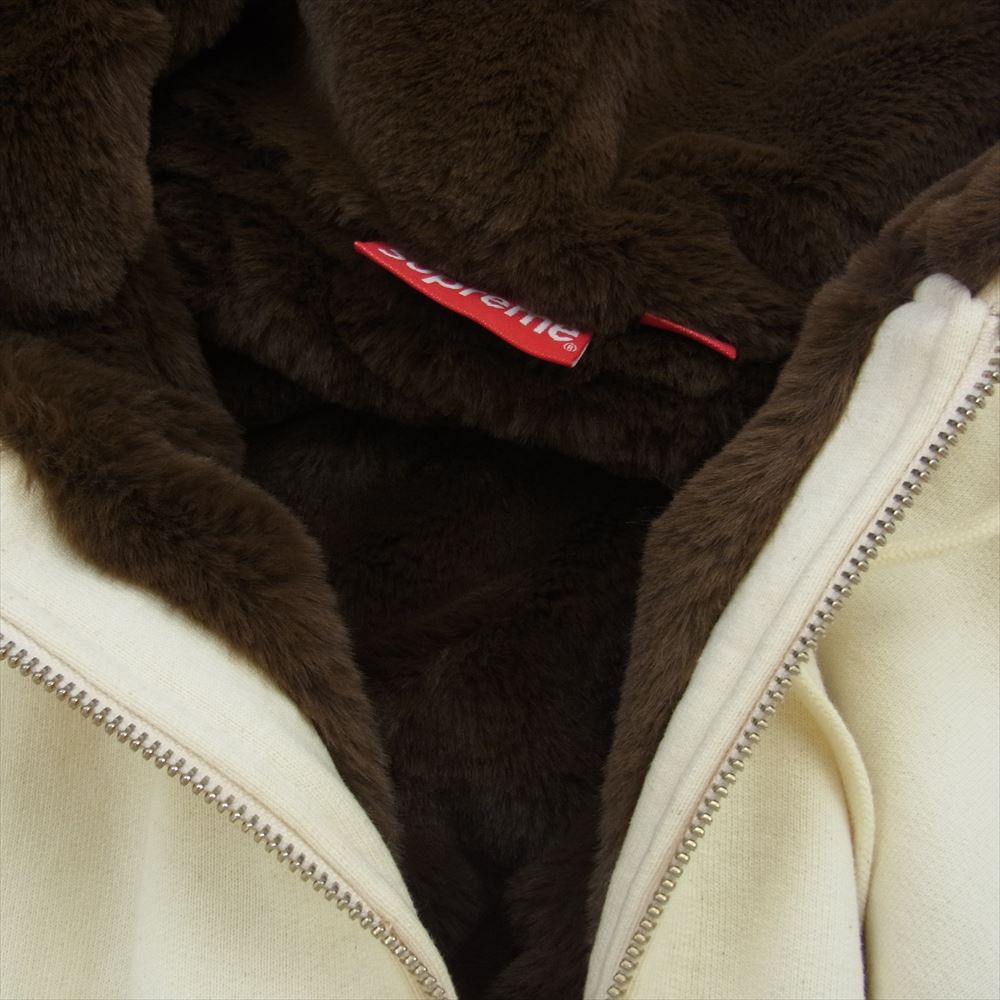 Supreme シュプリーム 22aw  Faux Fur Lined Zip Up Hoodie Sweatshirt ファー ジップ パーカー オフホワイト系 L【美品】【中古】