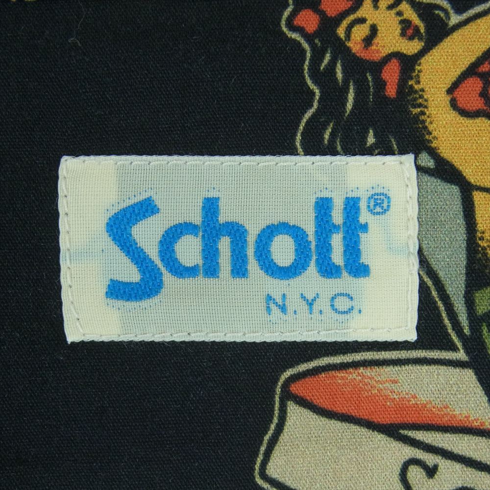 schott ショット 3115054 HAWAIIAN LS SHIRT TATTOO ハワイアン タトゥー オープンカラー 長袖 シャツ ブラック系 M【中古】