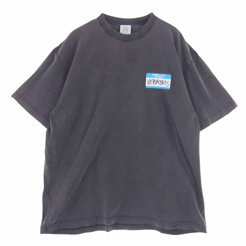 VETEMENTS ヴェトモン UE63TR640B HELLO my name is Faded ハローマイネーム イズ デストロイ Tシャツ 半袖 グレー系 S【中古】
