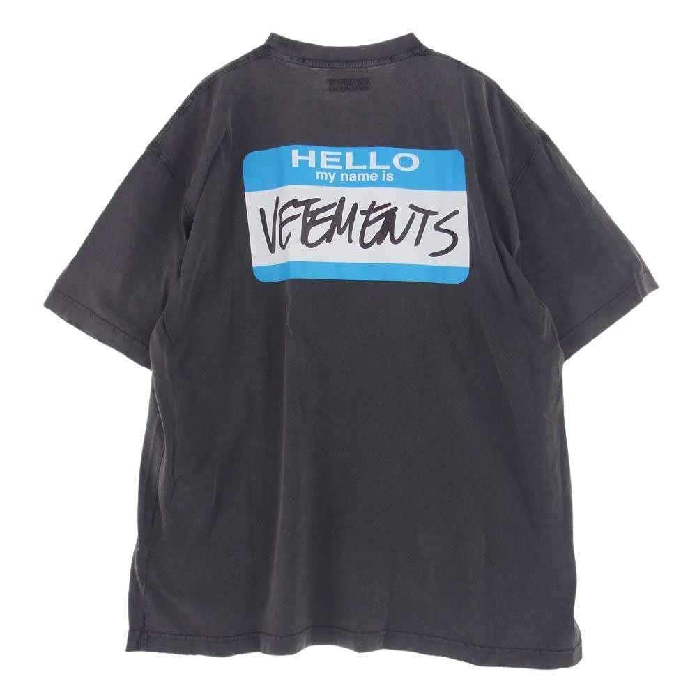 VETEMENTS ヴェトモン UE63TR640B HELLO my name is Faded ハローマイネーム イズ デストロイ Tシャツ 半袖 グレー系 S【中古】