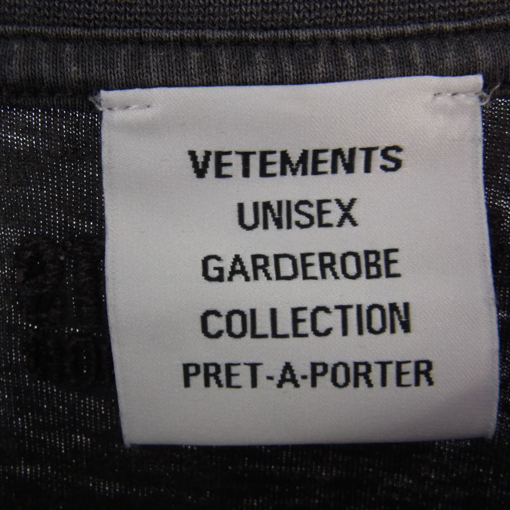 VETEMENTS ヴェトモン UE63TR640B HELLO my name is Faded ハローマイネーム イズ デストロイ Tシャツ 半袖 グレー系 S【中古】