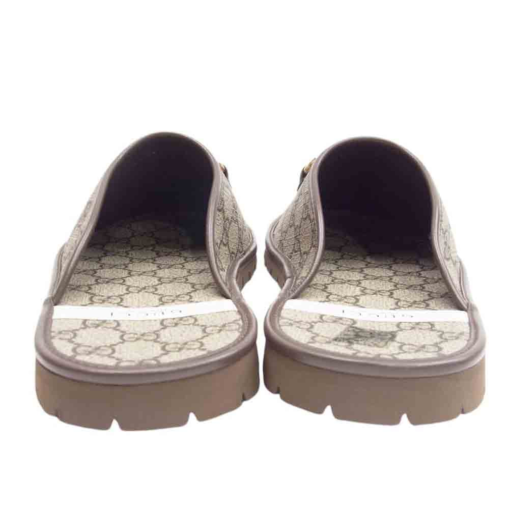 GUCCI グッチ 655571 GGスプリーム ホースビット キャンバス スリッパ  ブラウン系 8【新古品】【未使用】【中古】