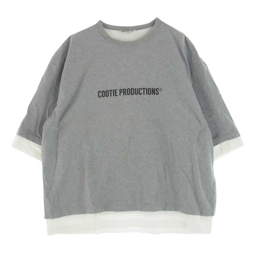 COOTIE クーティー 20SS Cellie S/S Tee オーバーサイズ レイヤード  ロゴ プリント クルーネック 半袖 Tシャツ  グレー系 M【中古】