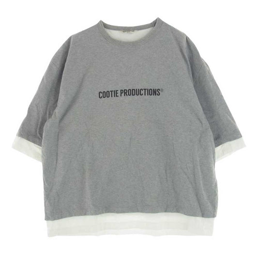 COOTIE クーティー 20SS Cellie S/S Tee オーバーサイズ レイヤード  ロゴ プリント クルーネック 半袖 Tシャツ  グレー系 M【中古】