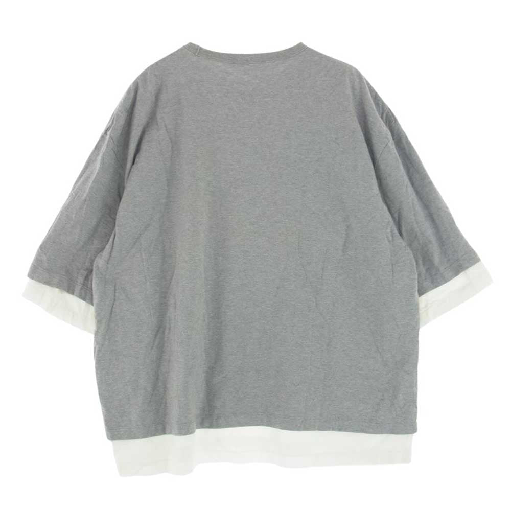 COOTIE クーティー 20SS Cellie S/S Tee オーバーサイズ レイヤード  ロゴ プリント クルーネック 半袖 Tシャツ  グレー系 M【中古】